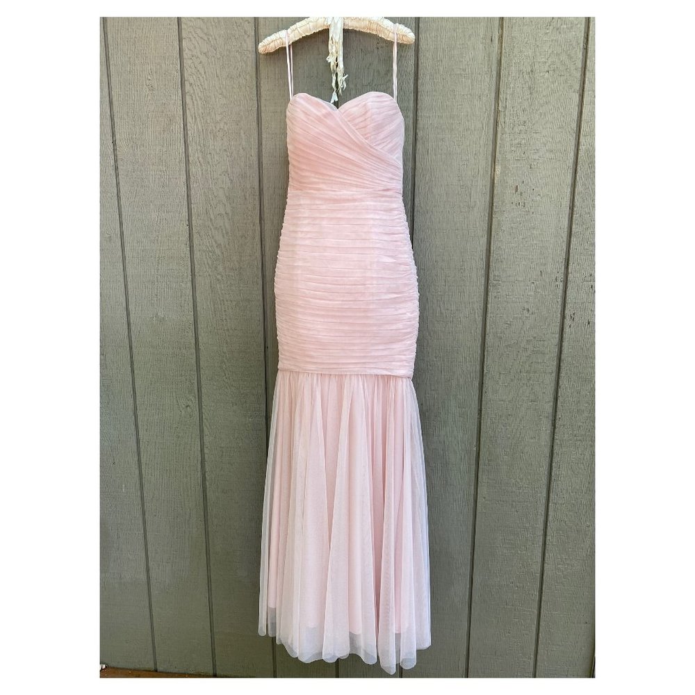 Amsale Strapless Tulle Mermaid Gown Blush Size 4